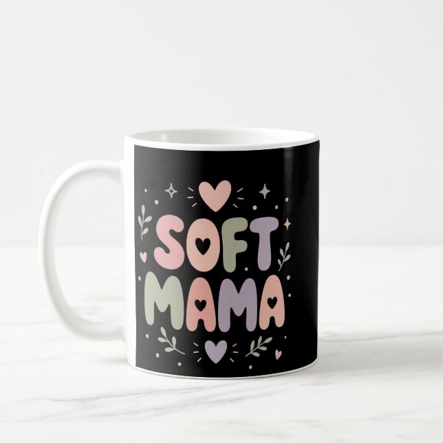 Mjuk mamma Pastell Typografi Design Kaffemugg (Vänster)