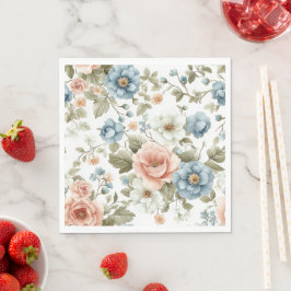 Mjuk matlagad botanisk pastellblomskonst pappersservett