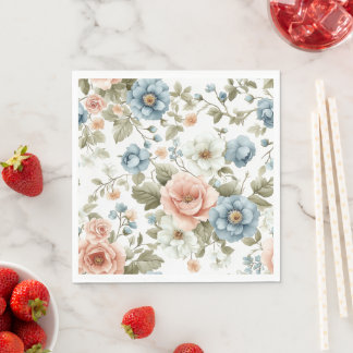 Mjuk matlagad botanisk pastellblomskonst pappersservett
