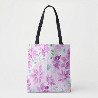 Mjuk Mauve Akvarell Blommig Mönster Handväskor Tygkasse