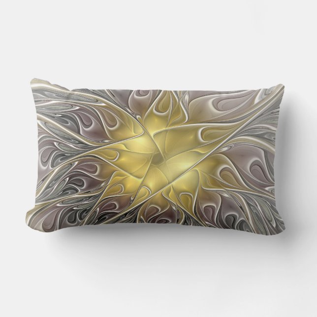 Mjuk med Guld, modern Abstrakt, stativ blomma Lumbarkudde (Framsida)