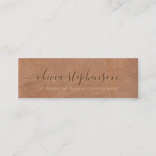 Mjuk Medium Brun Falsk Läder Minimalistisk Mini Visitkort (Framsida)