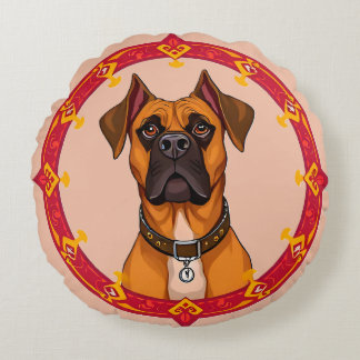 Mjuk Minimal Boxer Hund för Barnkammare & Barn Dek Rund Kudde