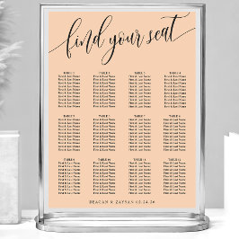 Mjuk minimalist bröllopsplatskarta med skript i pe poster