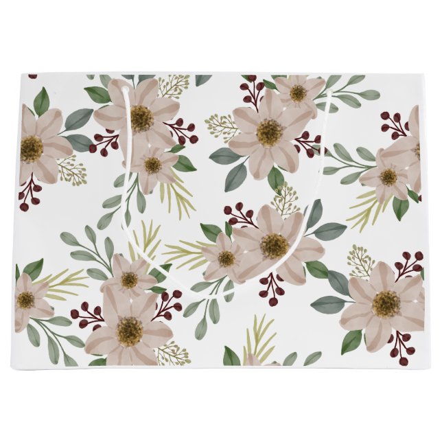Mjuk mintgrön blomsterträdgårdsmönster stor påse (Framsidan)