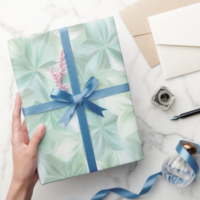 Mjuk mintgrön frisk bris abstrakt mönster presentpapper (Gifting)