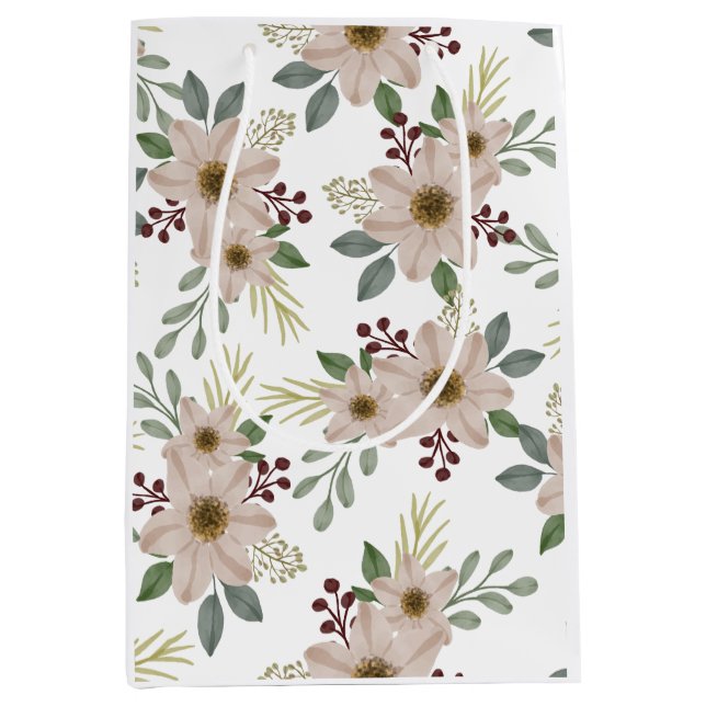 Mjuk Mintgrön Trädgårdsblomma Mönster Medium Prese (Framsidan)