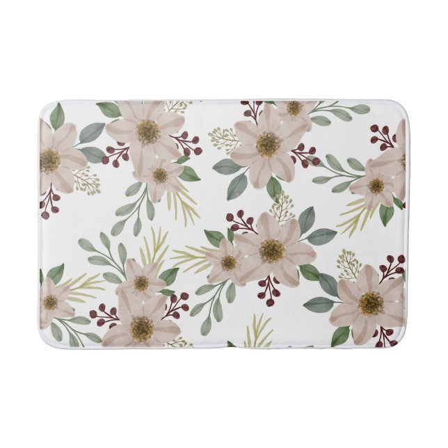 Mjuk mintgrön trädgårdsblommig badrumsmatt badrumsmatta (Framsidan)