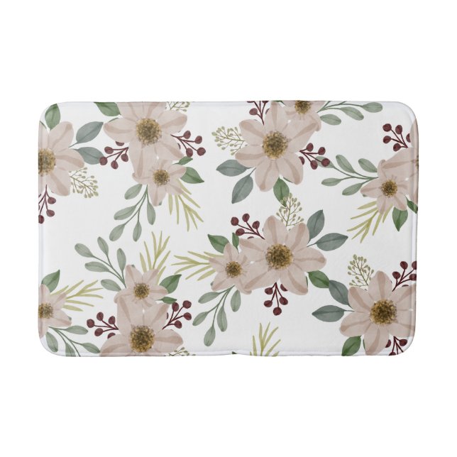 Mjuk mintgrön trädgårdsblommig badrumsmatt badrumsmatta (Framsidan)