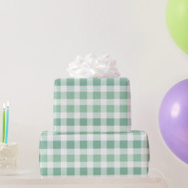 Mjuk mintgrön vit färsk gingham-rutig mönster presentpapper