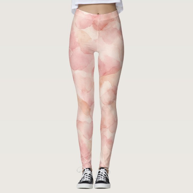 Mjuk Modern Abstrakt Design i Rosa Leggings (Framsida)