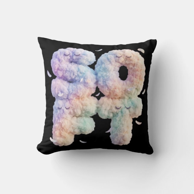 Mjuk Moln Pastell Typografi Söt Estetik Kawaii Kudde (Framsida)
