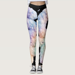 Mjuk Moln Pastell Typografi Söt Estetik Kawaii Leggings