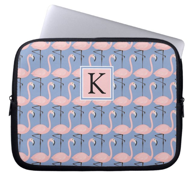 Mjuk Monogram för Flamingomönster | Laptop Sleeve (Framsidan)