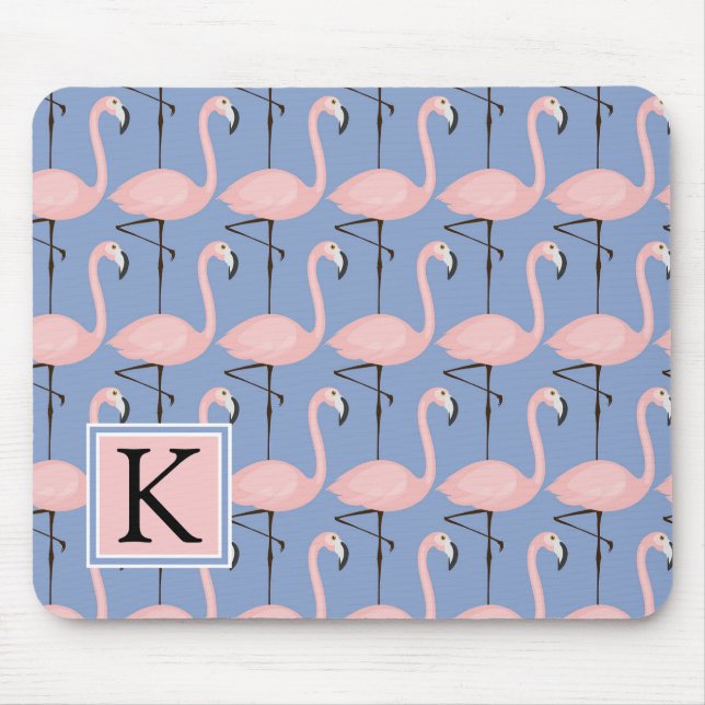 Mjuk Monogram för Flamingomönster | Musmatta (Framsidan)