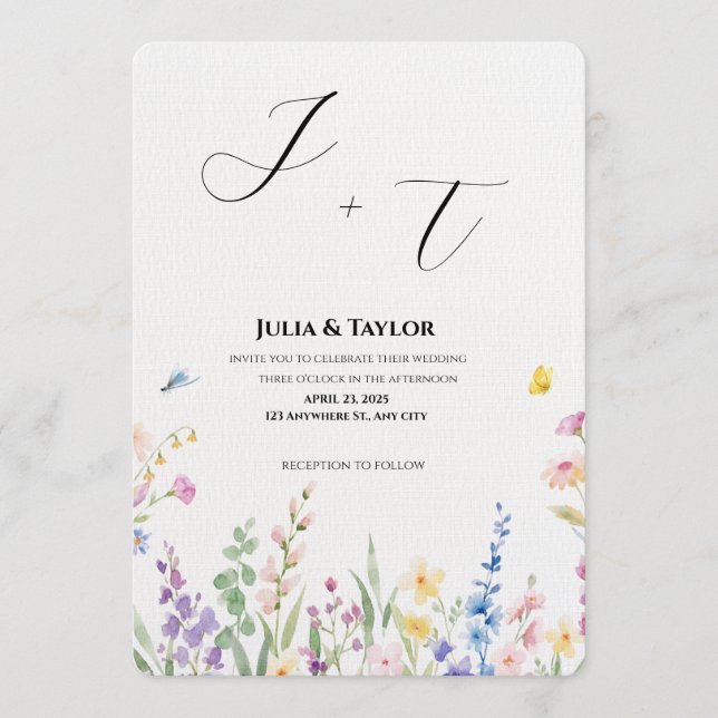 Mjuk multicolor blommig inbjudan (Framsida)