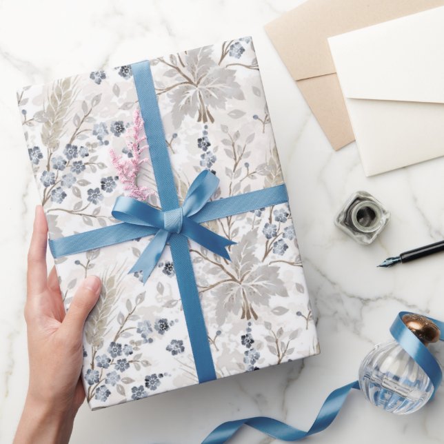 Mjuk Neutral Boho Blommig Botanisk Mönster Presentpapper (Gifting)