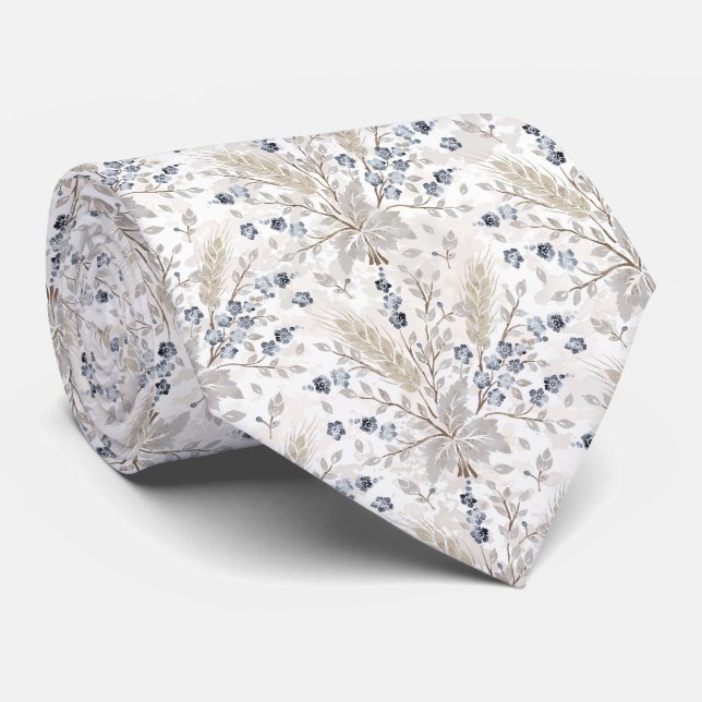 Mjuk Neutral Boho Blommig Botanisk Mönster Slips (Rullad)