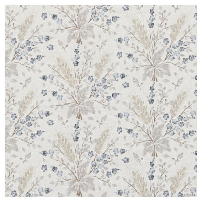Mjuk Neutral Boho Blommig Botanisk Mönster Tyg (Närbild)