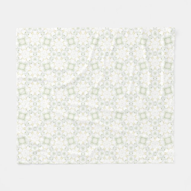 Mjuk Neutral Geometrisk Blommig Fleecefilt (Framsidan (Horisontell))