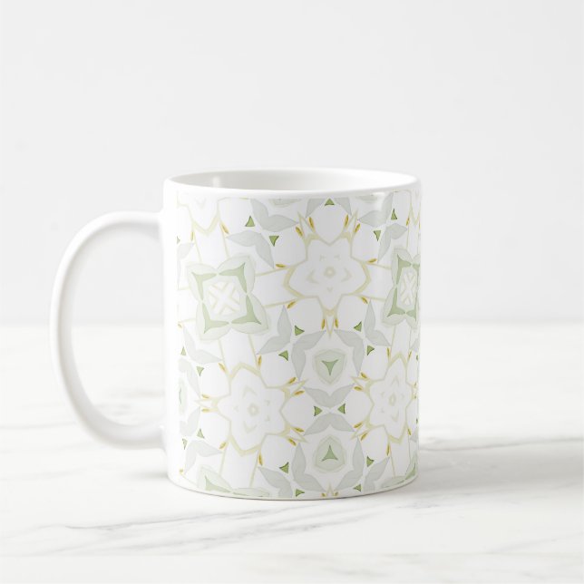Mjuk Neutral Geometrisk Blommig Kaffemugg (Vänster)