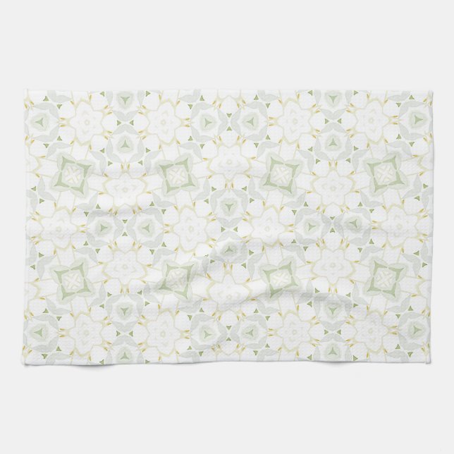 Mjuk Neutral Geometrisk Blommig Kökshandduk (Horisontell)