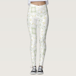 Mjuk Neutral Geometrisk Blommig Leggings