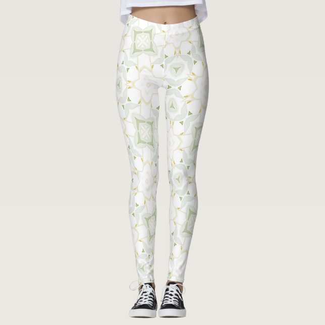 Mjuk Neutral Geometrisk Blommig Leggings (Framsida)