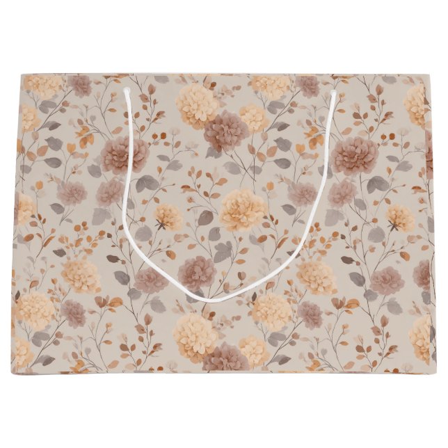 Mjuk Neutral Ros Beige Blommönster (Framsidan)