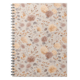 Mjuk Neutral Ros Beige Blommönster Anteckningsbok