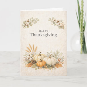 Mjuk Neutral Rustik Glad Thanksgiving Pumpa Kort