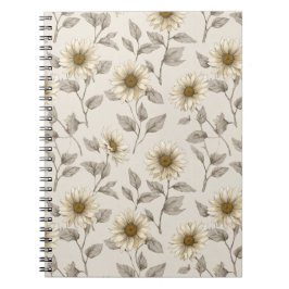 Mjuk neutral solroskräm floral mönster anteckningsbok