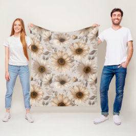 Mjuk neutral solroskräm floral mönster fleecefilt