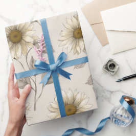 Mjuk neutral solroskräm floral mönster presentpapper