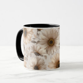 Mjuk neutral solroskräm krem blommönster mugg