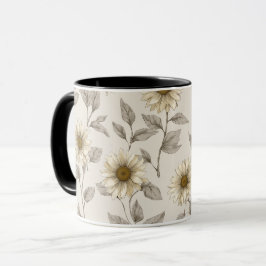 Mjuk neutral solroskräm krem blommönster mugg
