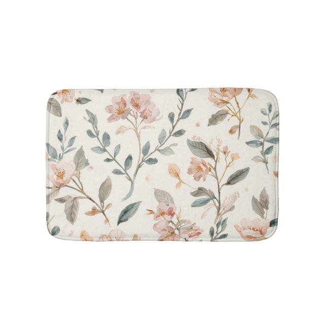 Mjuk Neutral Vildblomma Salvia Akvarell Botanisk Badrumsmatta (Framsidan)