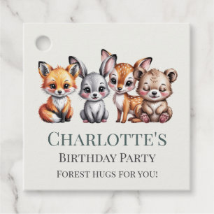 Mjuk Neutralt Woodland Animals Bunny Fox Birthday Gåvor Etiketter