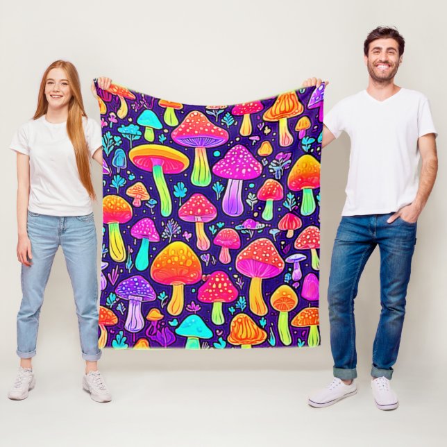 Mjuk nyans: Tecknad Mushroom Patch Fleecefilt (På plats)