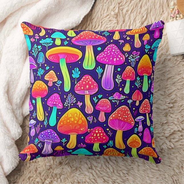 Mjuk nyans: Tecknad Mushroom Patch Kudde (Filt)