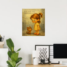 Mjuk och liten Vänskap Poster - flicka och katt
