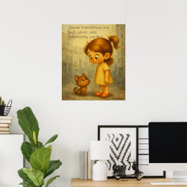 Mjuk och liten Vänskap Poster - flicka och katt