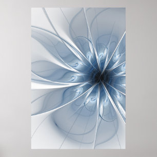 Mjuk och ömtålig blå blomblomku poster