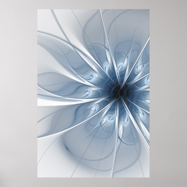 Mjuk och ömtålig blå blomblomku poster (Framsidan)