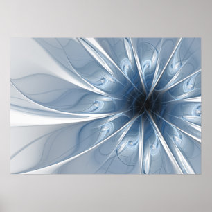 Mjuk och ömtålig blå blomblomku poster
