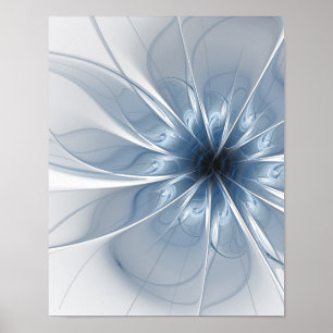 Mjuk och ömtålig blå blomblomku poster