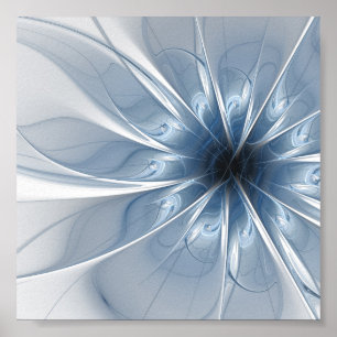 Mjuk och ömtålig blå blomblomku poster