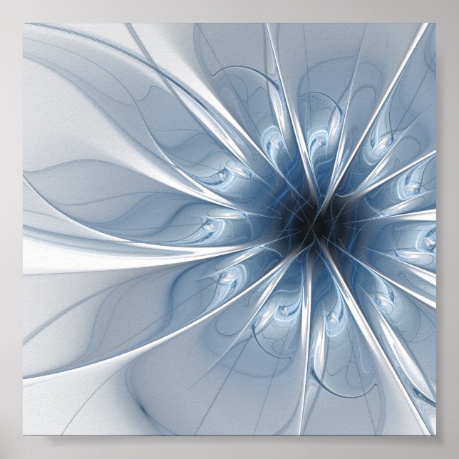 Mjuk och ömtålig blå blomblomku poster (Framsidan)
