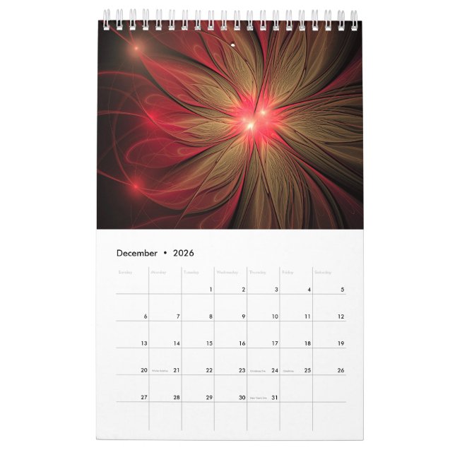 Mjuk och ömtålig fantasinblomma kalender (Dec 2026)