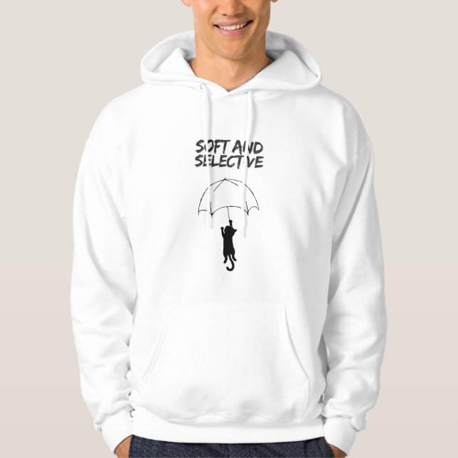 Mjuk och Selektiv - Redigerbar Citat Katt Hoodie (Framsida)